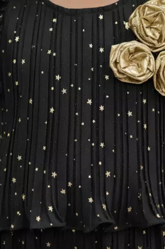 Black embroidered polyester co ord set