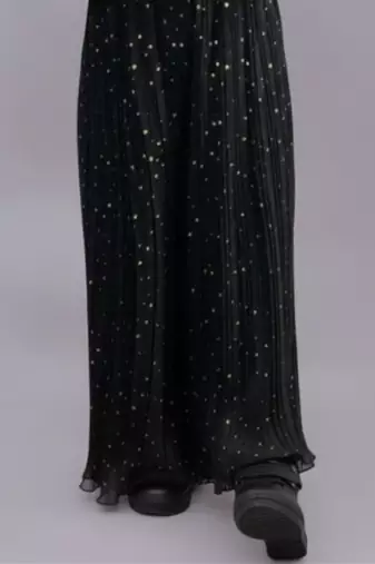 Black embroidered polyester co ord set