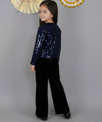 Blue embroidered velvet co ord set 2