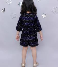 Blue embroidered velvet co ord set