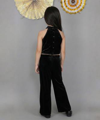 Blue embroidered velvet co ord set 2