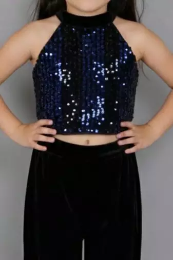 Blue embroidered velvet co ord set