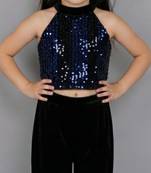 Blue embroidered velvet co ord set