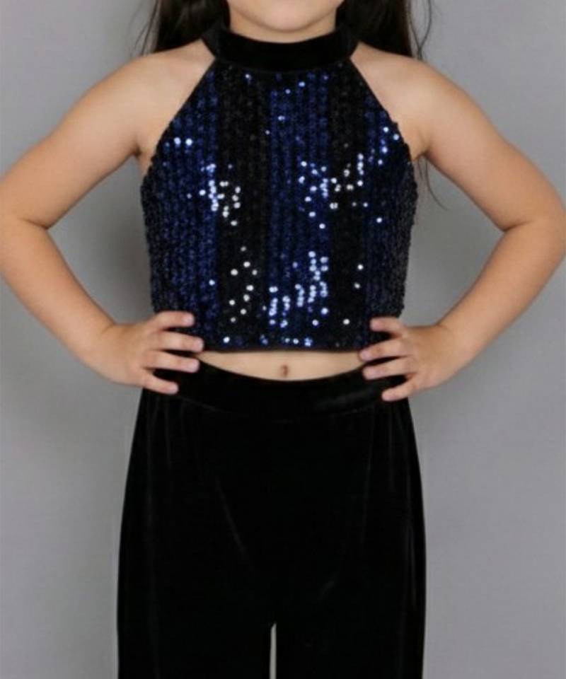 Blue embroidered velvet co ord set