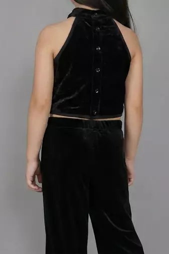 Blue embroidered velvet co ord set