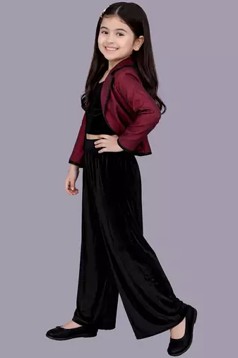 Maroon woven velvet co ord set