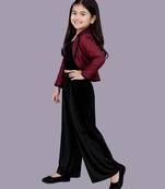 Maroon woven velvet co ord set