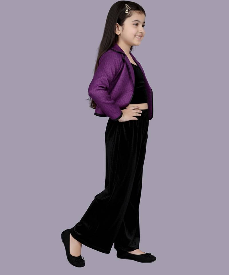 Purple woven velvet co ord set