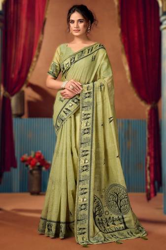 Green new catalogue launch by gobuni – modal warli work saree with pumpum