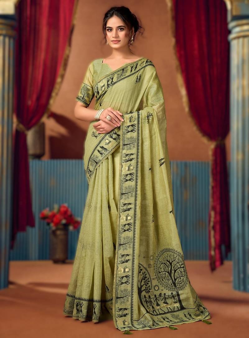 Green new catalogue launch by gobuni – modal warli work saree with pumpum