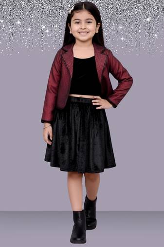 Maroon woven velvet co ord set