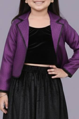 Purple woven velvet co ord set