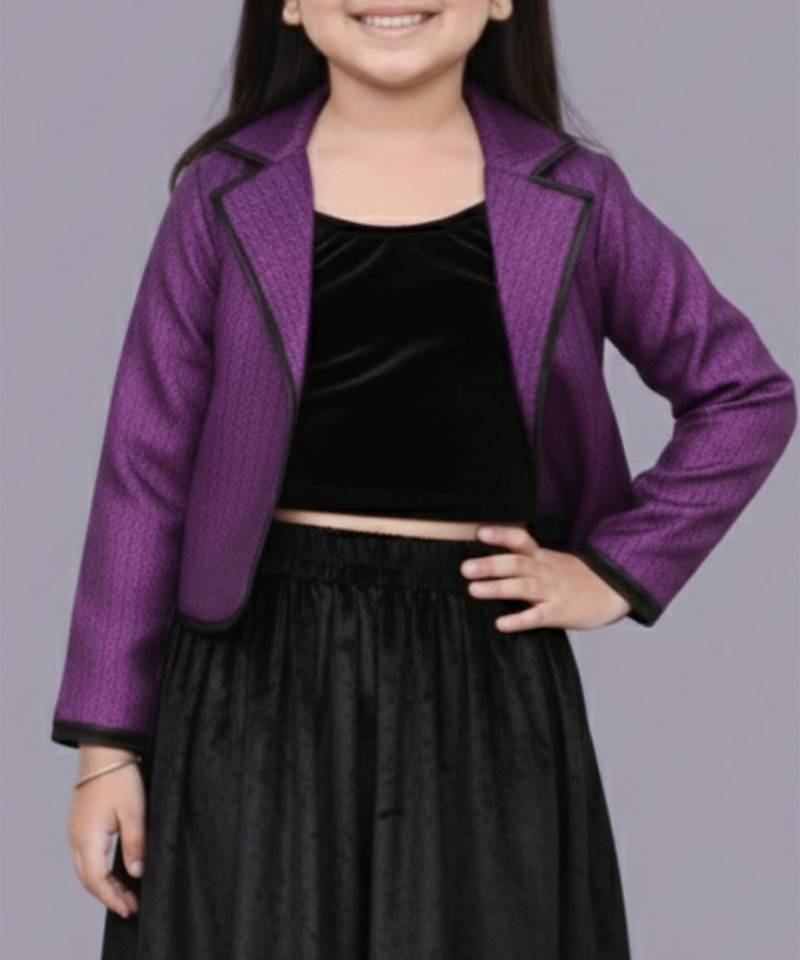 Purple woven velvet co ord set