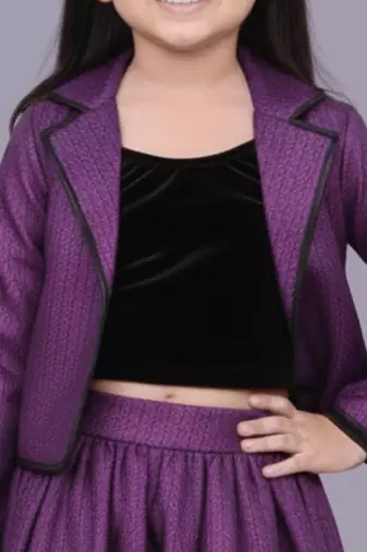 Purple woven velvet co ord set