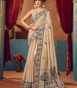 Cream new catalogue launch by gobuni – modal warli work saree with pumpum