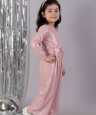 Pink embroidered polyester dress 3