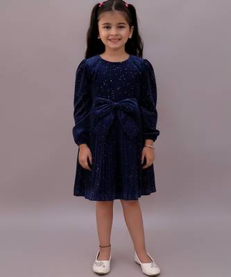 Blue printed velvet dress 1