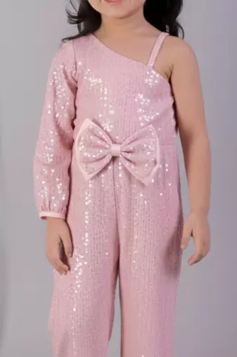 Pink embroidered polyester dress