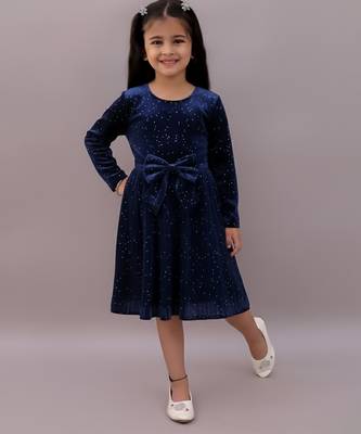 Blue printed velvet dress 2