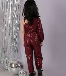 Maroon embroidered polyester dress