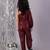 Maroon embroidered polyester dress
