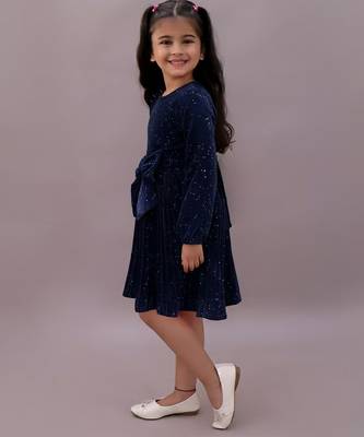Blue printed velvet dress 3