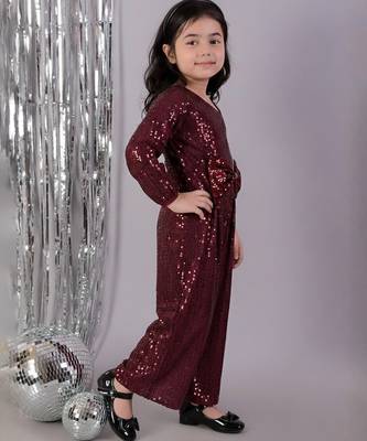 Maroon embroidered polyester dress 3