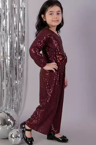 Maroon embroidered polyester dress