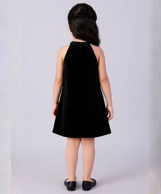 Blue embroidered velvet dress 2