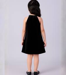 Blue embroidered velvet dress