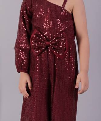 Maroon embroidered polyester dress 4