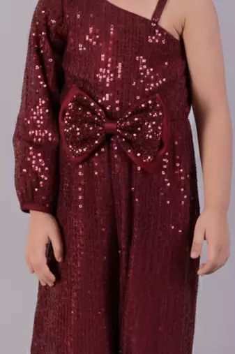 Maroon embroidered polyester dress