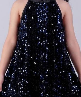 Blue embroidered velvet dress 4
