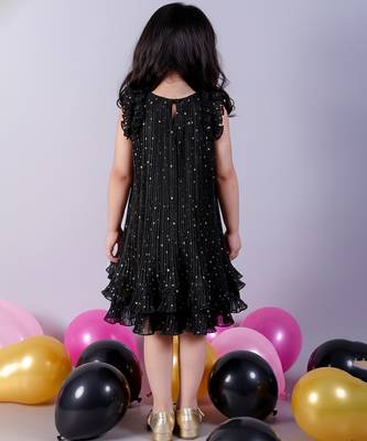 Black embroidered polyester dress 2