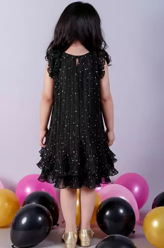 Black embroidered polyester dress