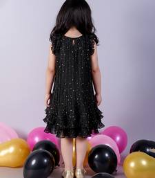 Black embroidered polyester dress