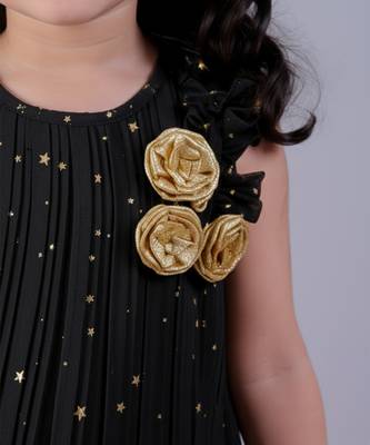 Black embroidered polyester dress 3