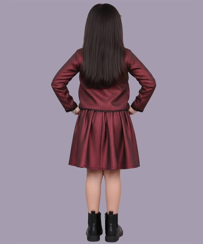 Maroon woven jacquard jacket