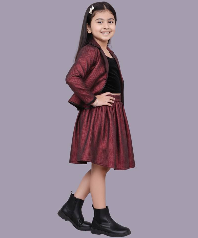 Maroon woven jacquard jacket