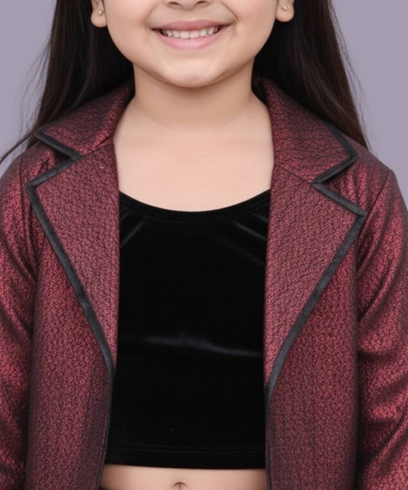 Maroon woven jacquard jacket