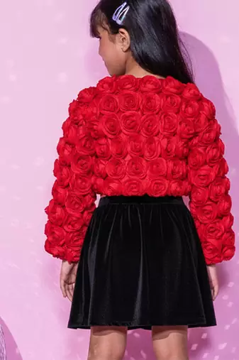 Red woven georgette jacket