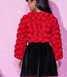 Red woven georgette jacket