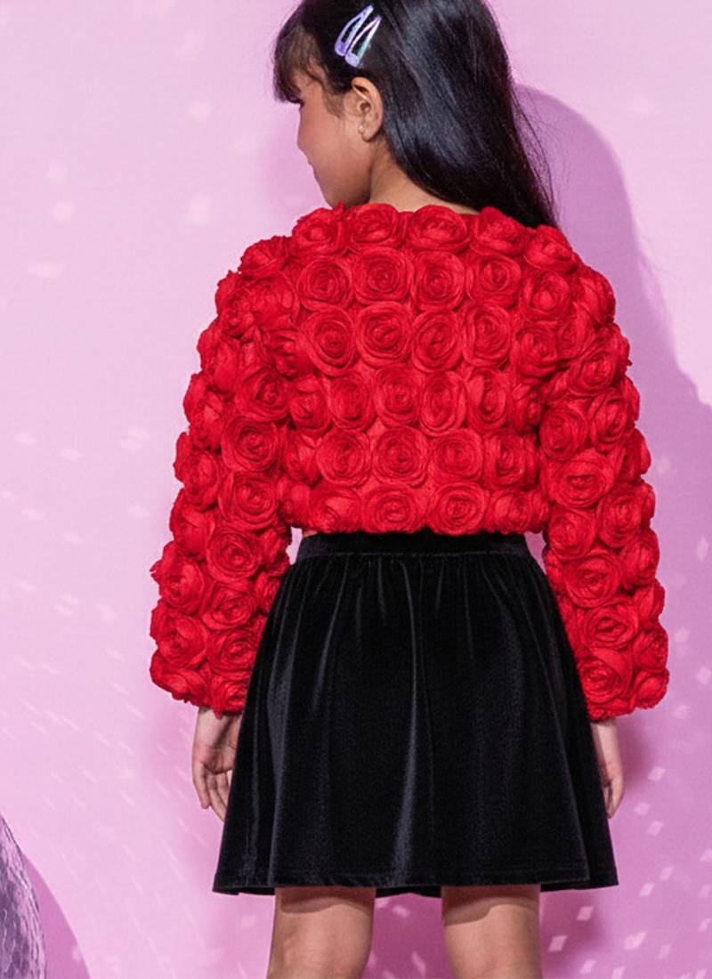 Red woven georgette jacket