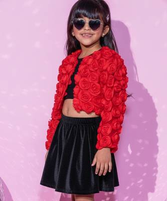 Red woven georgette jacket 1