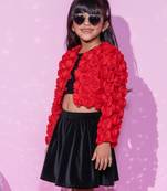 Red woven georgette jacket