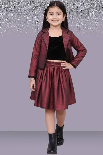 Maroon woven velvet co ord set