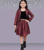 Maroon woven velvet co ord set