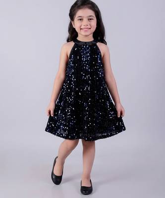 Blue embroidered velvet dress 1