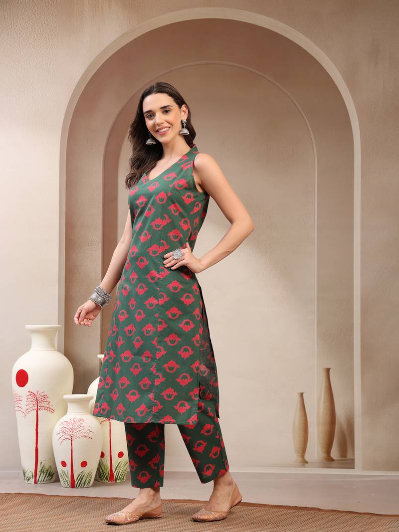 Women yellow printed straigth kurta with pyjama  set stitched