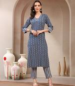Women yellow printed straigth kurta with pyjama  set stitched